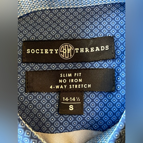 - Society of Threads Slim Fit Long Sleeve Button-Up Shirt Size S 14-14 1/2 - Picture 3 of 7